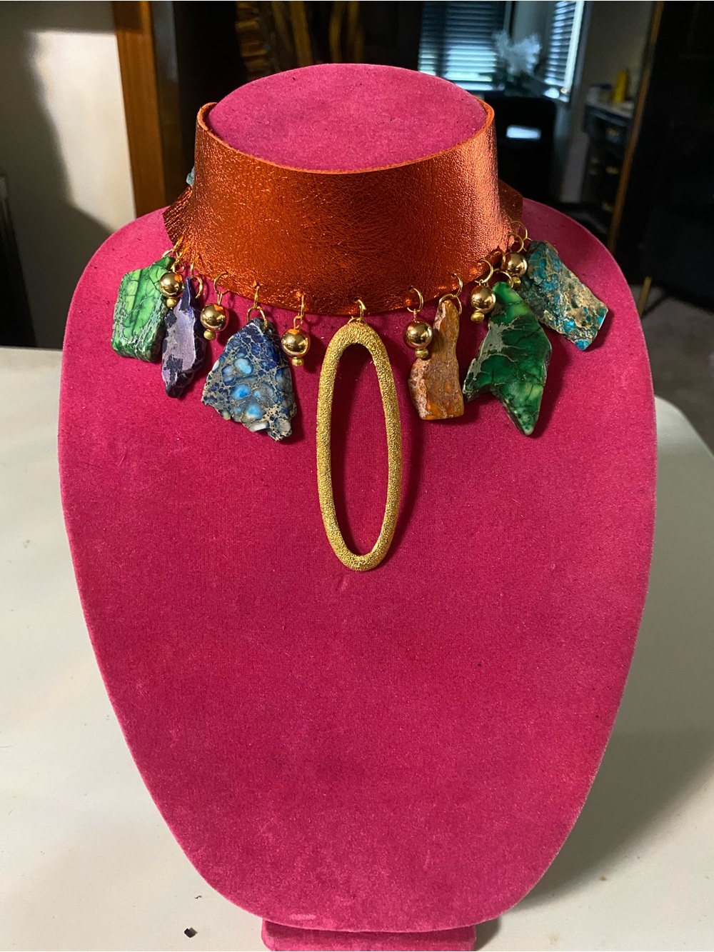Handcrafted Multicolor Stone Choker Necklace by